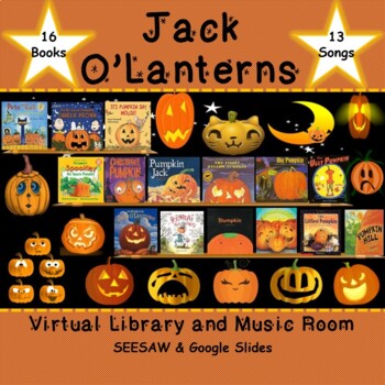 Preview of Jack O'Lanterns Virtual Library & Music Room - SEESAW & Google Slides