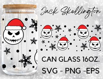Jack Skellington Glass Cup with Bamboo Lids and Straw – Mrs Pretty Prints