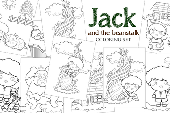 Preview of Jack The Beanstalk and Giant Monster Classic Story Boy -Kids & Adult Coloring A4