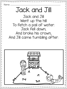 Jack and Jill Nursery Rhyme with Home Connection and Stem Challenge