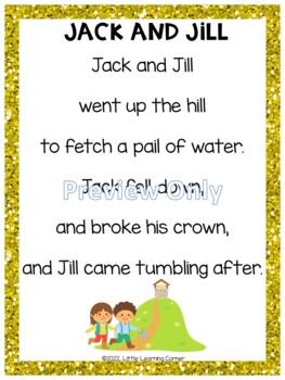 Poetry Packet - Jack and Jill by Little Learning Corner | TpT