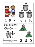 Jack and Jill themed Count and Clip Cards child math curriculum.