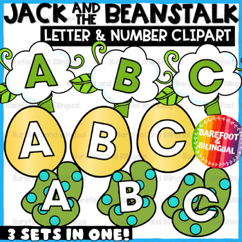 Preview of Jack and the Beanstalk Clipart Letters & Numbers | DELUXE 3 in 1 Letter Clipart