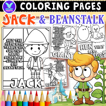 Preview of Jack and the Beanstalk Coloring Pages & Writing Paper ELA Activities No PREP