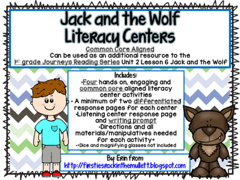 Preview of Jack and the Wolf Common Core Literacy Centers- 1st Grade Journeys Lesson 6
