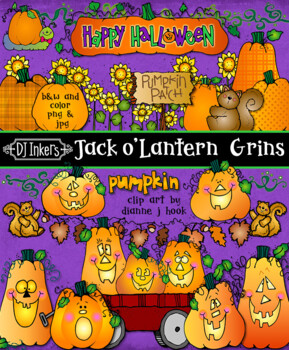 Preview of Jack-o'-Lantern Grins - Halloween Pumpkin Clip Art Download