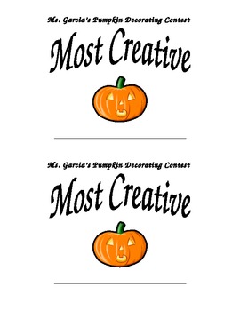 Preview of Jack-o-Lantern Pumpkin Award (Halloween Award)