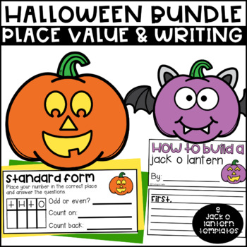 Preview of Jack o Lantern Writing & Place Value Craft Bundle