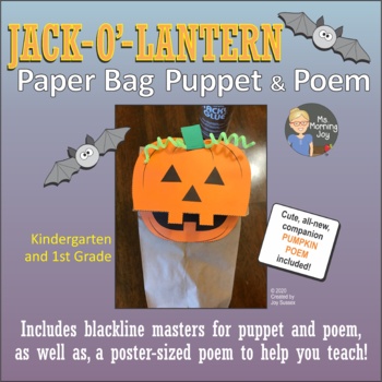 Preview of Jack-o-lantern Paper Bag Puppet and Little Pumpkin Poem