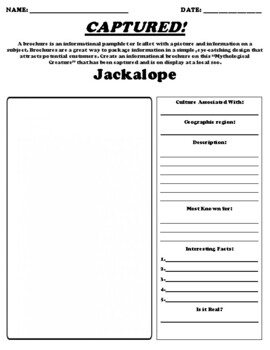 Preview of Jackalope "Informational Brochure" Worksheet and Webquest