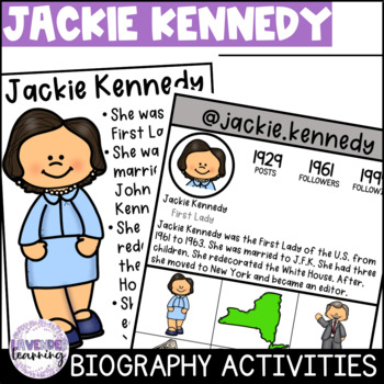 Preview of Jackie Kennedy Biography Activities, Worksheets, Report - Women's History
