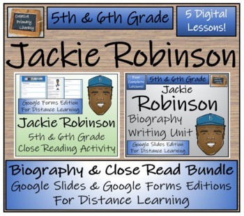 Preview of Jackie Robinson Biography & Close Read Bundle Digital & Print | 5th & 6th Grade
