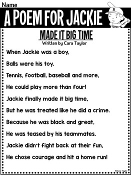 Jackie Robinson Poem Writing Activity