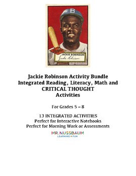 Preview of Jackie Robinson BUNDLE : Integrated Reading, Math &  CRITICAL THOUGHT Activities