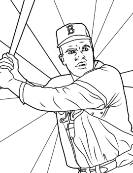 Jackie Robinson Baseball player Coloring Page Black History Month Resource