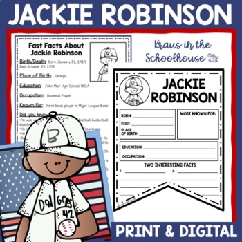 Preview of Jackie Robinson Biography Activities and Worksheets