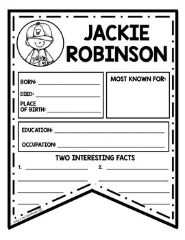 Jackie Robinson - 3rd & 4th Grade Biography Writing Activity