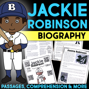 Preview of Jackie Robinson Biography Report, Reading Passage & Comprehension Activities