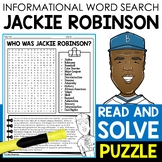 Jackie Robinson Biography Word Search Puzzle Black History