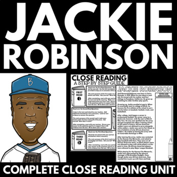 Preview of Jackie Robinson Close Reading Activities - Black History Month - Questions
