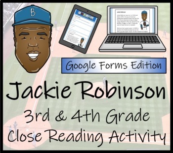 Preview of Jackie Robinson Close Reading Activity Digital & Print | 3rd Grade & 4th Grade