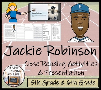 Preview of Jackie Robinson Close Reading Comprehension Activity | 5th Grade & 6th Grade