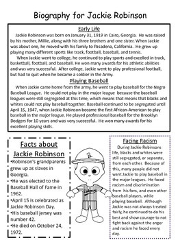 jackie robinson close reading passage and reading comprehension sheet