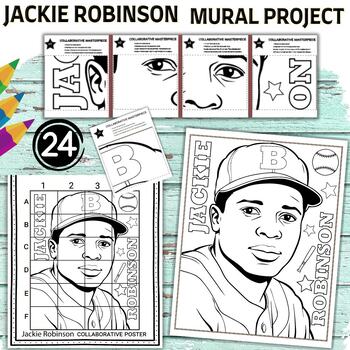 Preview of Jackie Robinson Collaboration Poster Mural project Black History Month Craft