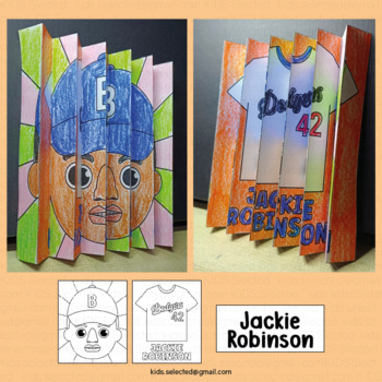Preview of Jackie Robinson Craft Agamograph Coloring Activities Black History Month Project