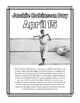 Jackie Robinson Baseball Player Coloring Craft by Made by Miss Mann