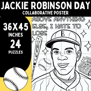 Preview of Jackie Robinson Day Collaborative Poster Activity | 36x45 Inches, 24 Puzzles