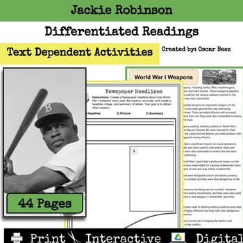 Preview of Jackie Robinson Differentiated Reading Passages and Activities 