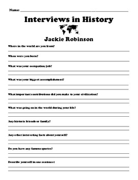 Jackie Robinson INTERVIEW & NEWSPAPER WORKSHEET by BAC Education