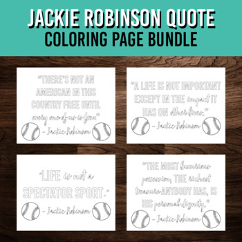 Jackie Robinson Inspirational Quote Coloring Page Bundle | Black History  Month
