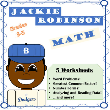 Preview of Jackie Robinson Math Word Problems & More (Gr. 3-5)