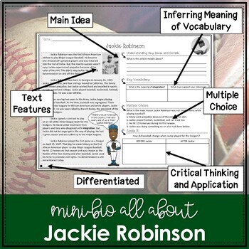 Jackie Robinson Nonfiction Passage FREEBIE by ELA with Mrs Martin