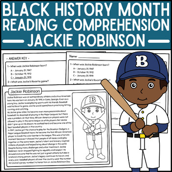 Jackie Robinson MLB Passage and Activities Research Project Black History  Month