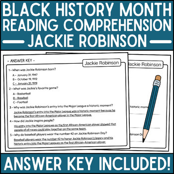 Jackie Robinson MLB Passage and Activities Research Project Black History  Month