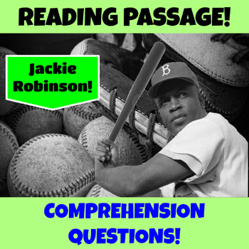 Preview of Jackie Robinson Reading Comprehension Passage  Questions Black History Month