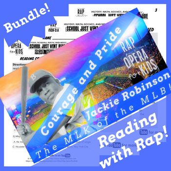 Preview of Jackie Robinson Reading Passage Worksheets with Biorgraphy Rap Song