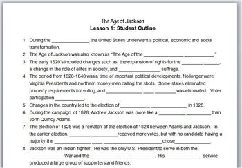 Preview of Jackson-Lesson 1 Student Outline & Key Notes/Worksheet/Printable