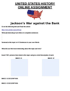 Preview of Jackson’s War against the Bank ONLINE ASSIGNMENT