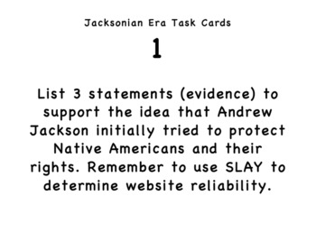 Preview of Jacksonian Era Task Cards