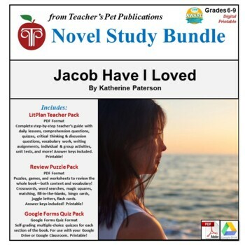 Preview of Jacob Have I Loved LitPlan Novel Study Unit Bundle