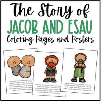 Preview of Jacob and Esau Bible Story Coloring Pages and Posters | Craft Activity