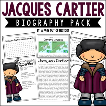 Preview of Jacques Cartier Biography Unit Pack Research Project Famous Explorers