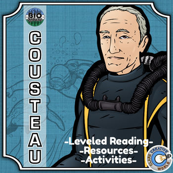 Preview of Jacques Cousteau Biography - Reading, Digital INB, Slides & Activities