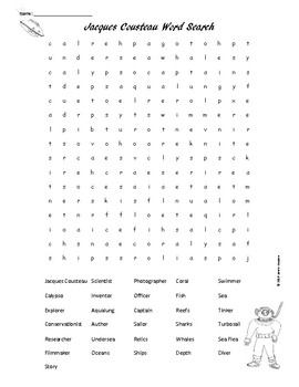 Preview of Jacques Cousteau Word Search
