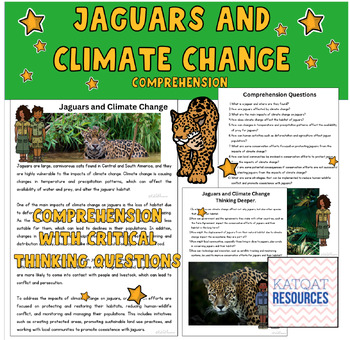 Preview of Jaguars and Climate Change - comprehension and critical thinking skills