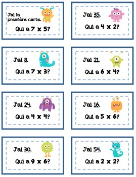 "J'ai...Qui A?" Multiplication (Facts to 9x9) by Ms Makinson | TpT